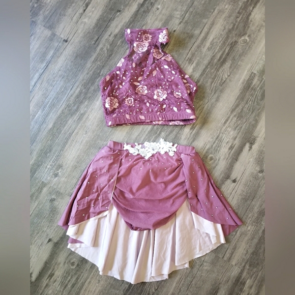 Weissman Other - Weissman Burgundy Rhinestone Dance Performance Lace Outfit